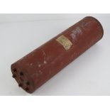 An inert WWII German 150mm white phosphorus bomb with original label.