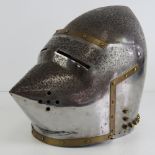 A reproduction '14th century' Bassinet 'Pig Face' helmet.