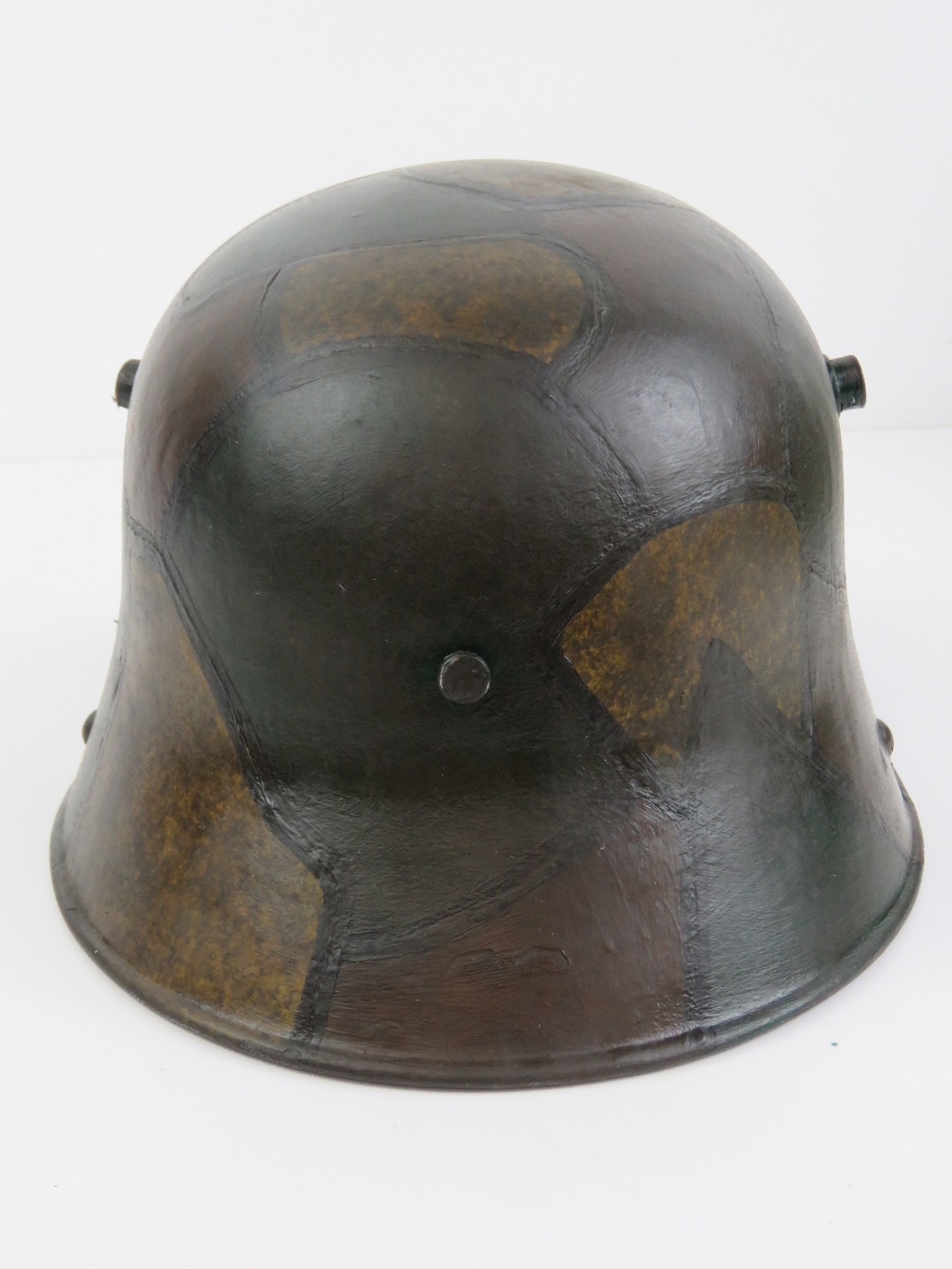 A WWI German M16 Camo Helmet Stahlhelm, with liner. - Image 3 of 6