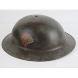 A WWII British Army South Nottinghamshire Hussars helmet.
