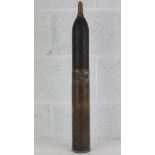 An inert WWI French 75mm HE shell, dated 1918 and marked at the bottom of the casing,