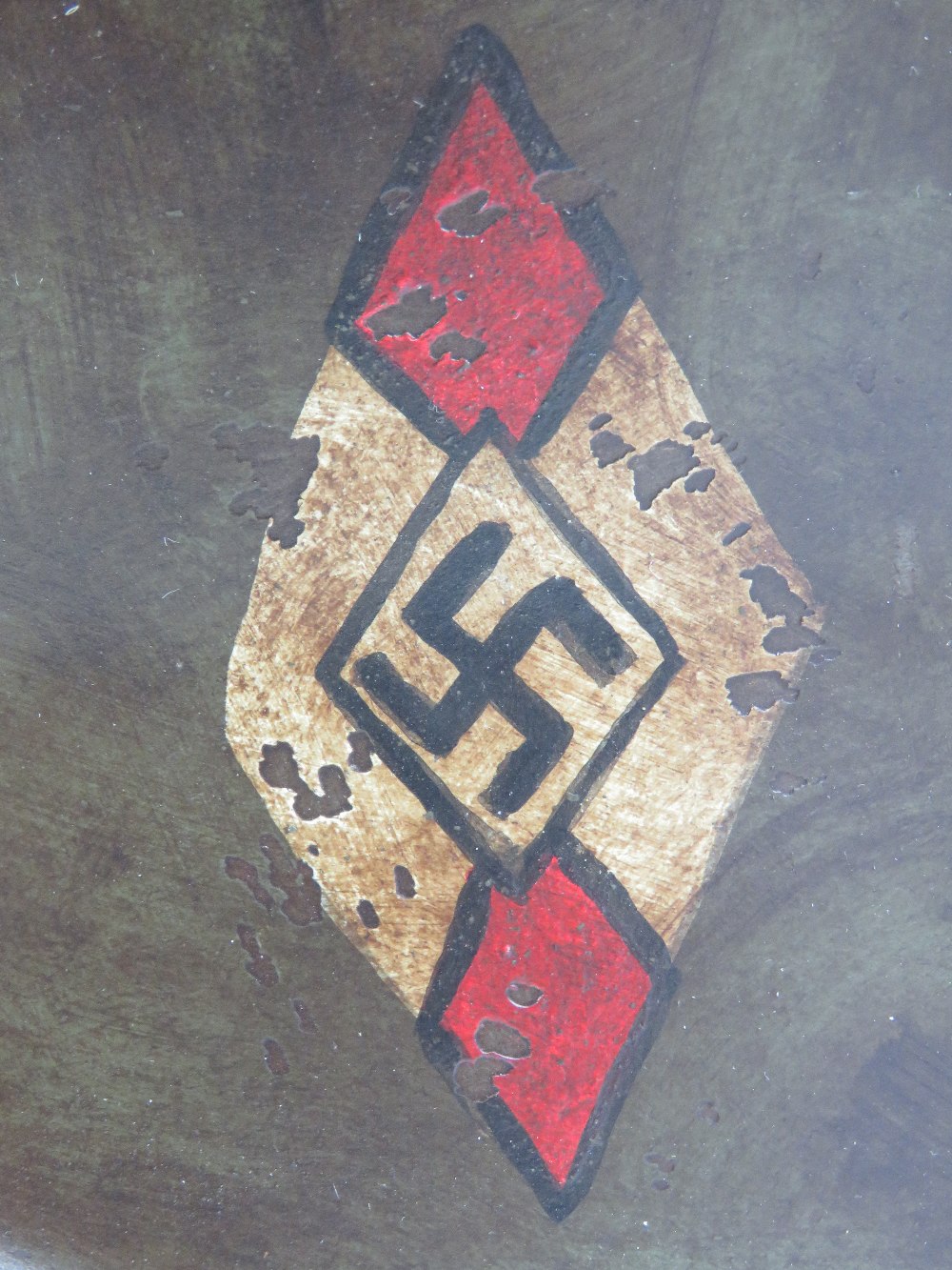 A WWI German M16 helmet with liner having later transitional Hitler Youth leaders decals upon. - Image 7 of 7