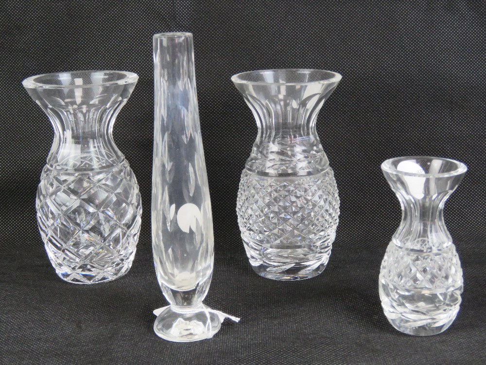Three Waterford Irish Crystal vases, eac