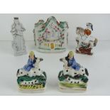 Five assorted miniature Staffordshire it