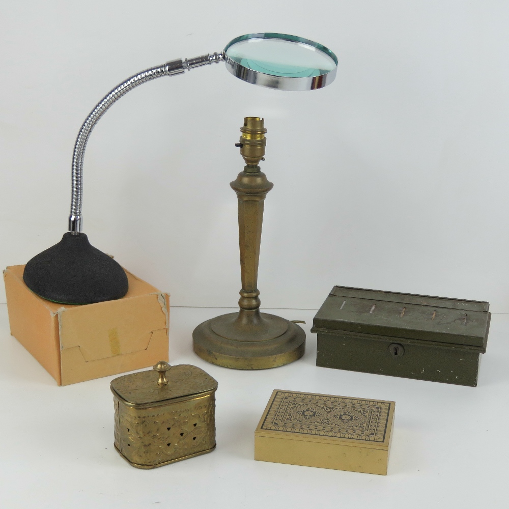 A heavy brass single table lamp for re-w