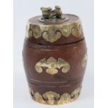 A delightful Oriental hardwood lidded ba