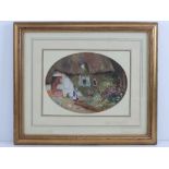 SM after Helen Allingham, oval oil on bo