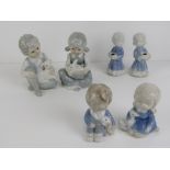 Six (four + two) unmarked Lladro type fi