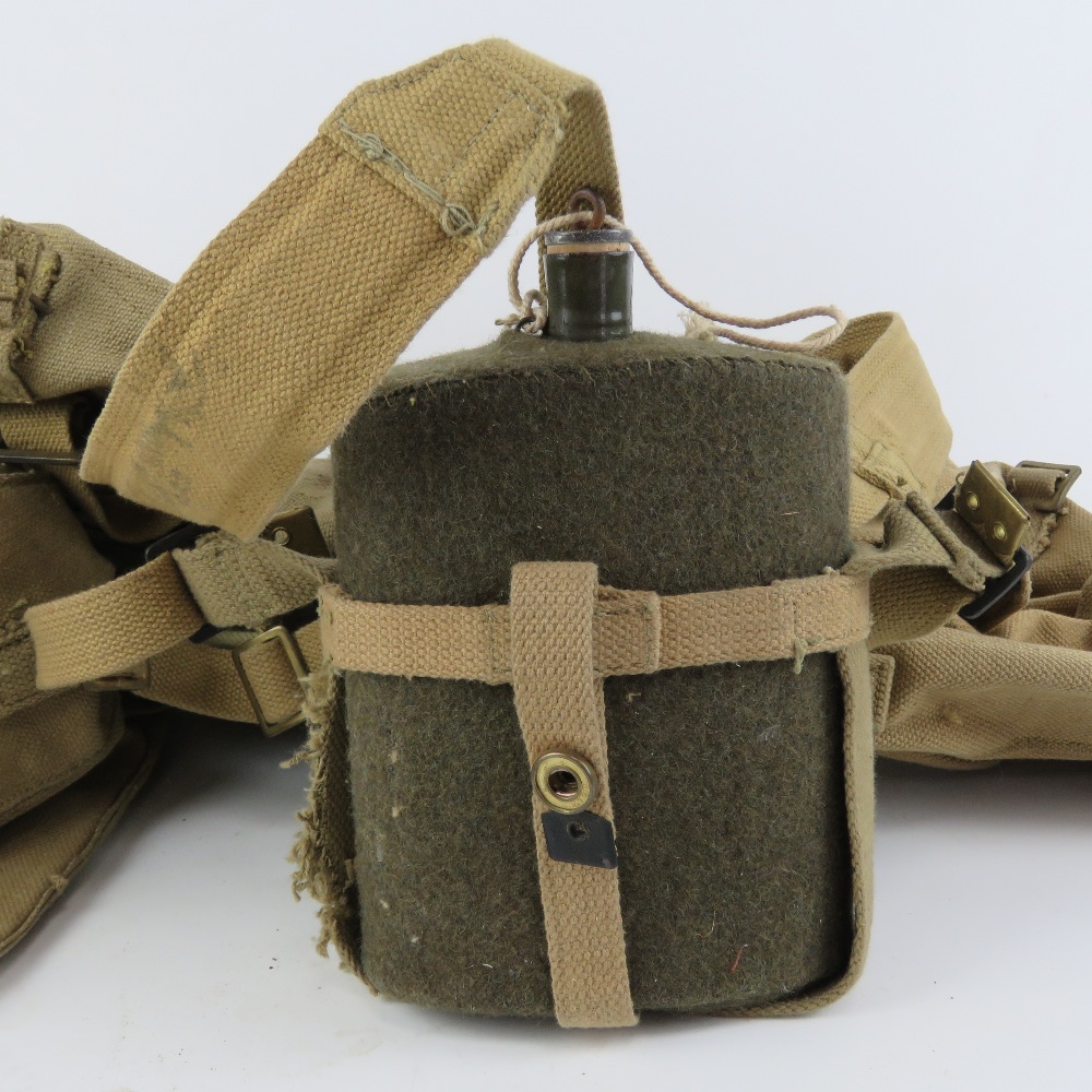 A WWII British 36 pattern webbing set with Bren magazine pouches, water bottle and utility pouches. - Image 4 of 5