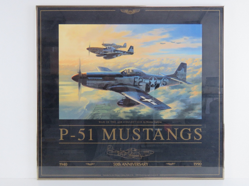 Print; P-51 Mustang, in frame, 1940-1990 50th anniversary.