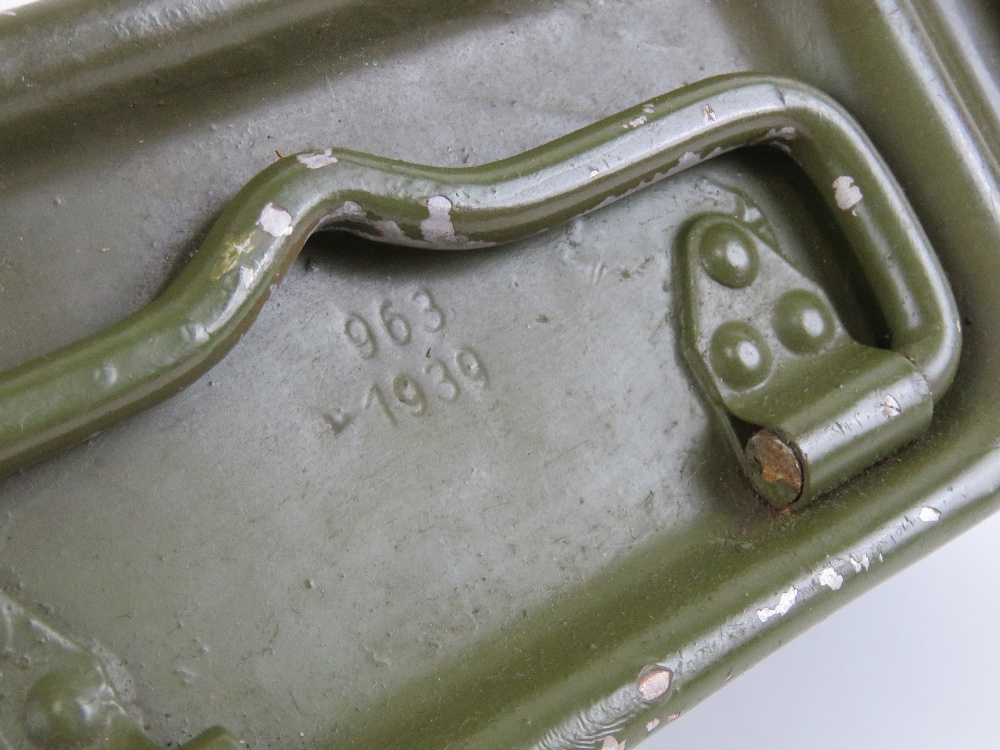 A rare WWII aluminium MG34/42 ammo tin, dated 1939. - Image 2 of 4