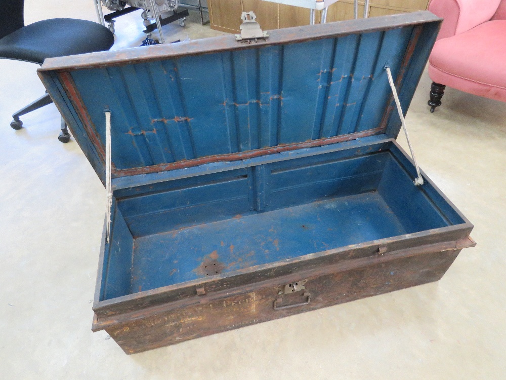 A WWII British Officer's footlocker chest with stencilling 'C/O Cox & Kings London'. - Image 4 of 5