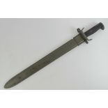 A WWII US Springfield bayonet having full length blade marked 1942, with scabbard.