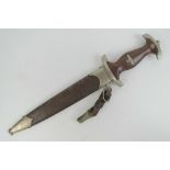 An SA Dagger with scabbard, full Rhom inscribed, makers mark E.P.&.S Solingen.