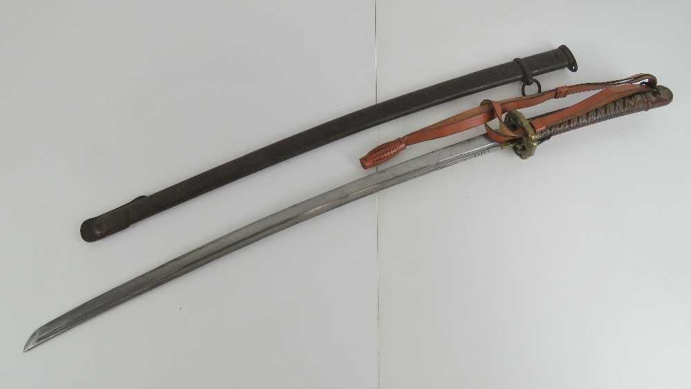 A 1935 Type 95 NCO Katana, with full arsenal markings and stamps, - Image 2 of 7
