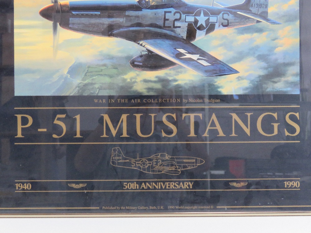 Print; P-51 Mustang, in frame, 1940-1990 50th anniversary. - Image 2 of 3