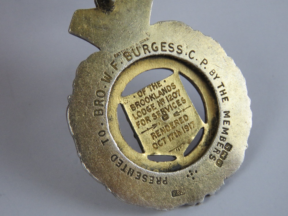 Royal Antediluvian Order of Buffaloes; Brooklands Lodge No 1207 medal having HM silver jewel below, - Image 3 of 4