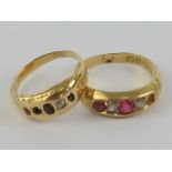An 18ct gold ruby and diamond ring, a/f stone missing, size P, 3.5g.