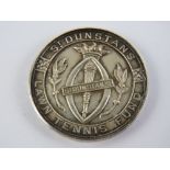 A St Dunstans Lawn Tennis Fund silver medallion dated 1921, hallmarked Birmingham 1921,