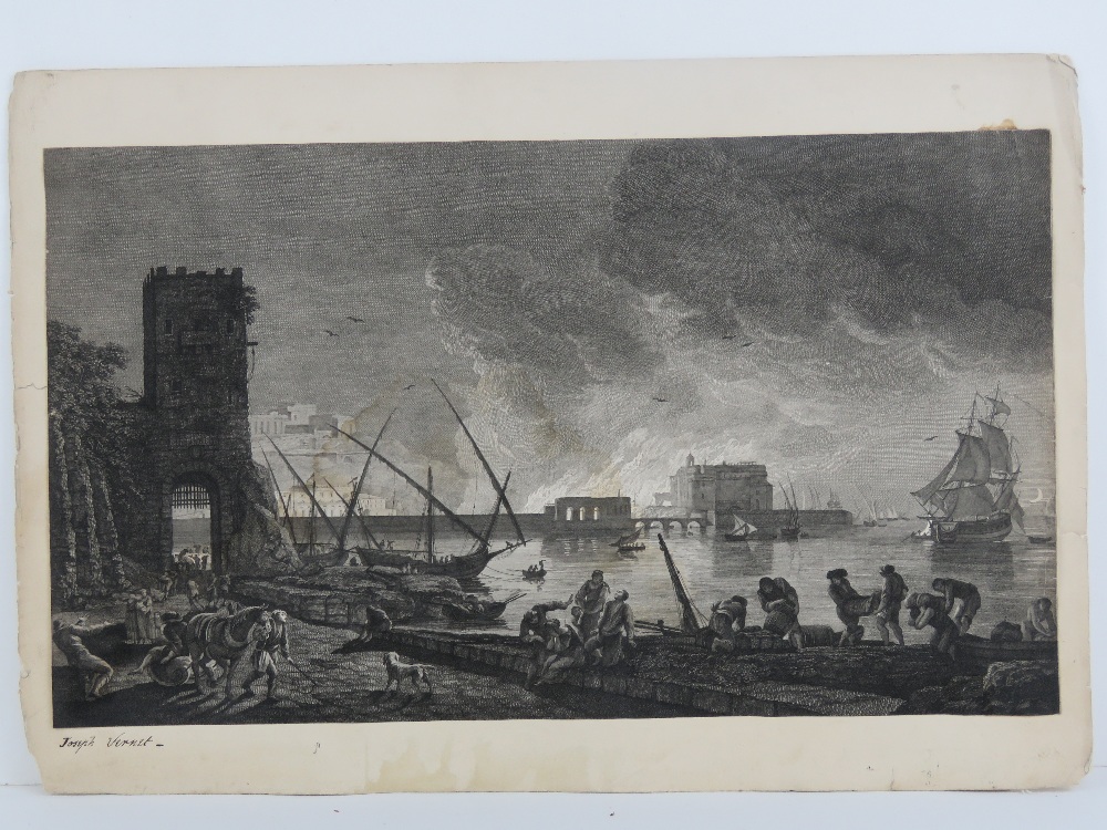 Anne Philiberte ( 1736-?) after Claude - Joseph Vernet (1714-1789), engraving, Fire of a Harbour,