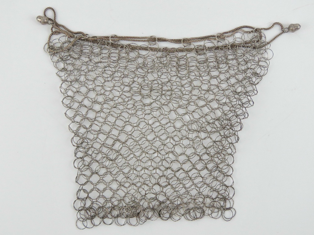 A delightful vintage metal chain link ladies purse having chain drawstring with acorn finials. - Image 2 of 2
