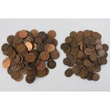 A quantity of British copper coinage - penny and half penny, total weight 2.2kg.