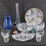 A quantity of assorted glassware including a goblet having pontil mark to base,