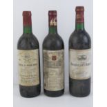 Wine; three assorted bottles; chateau le grand moth medock 1986,