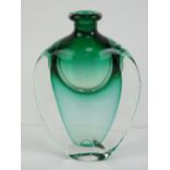 A 20th century heavy art glass vase, possibly Swedish - engraved makers name to base, 15cm high.