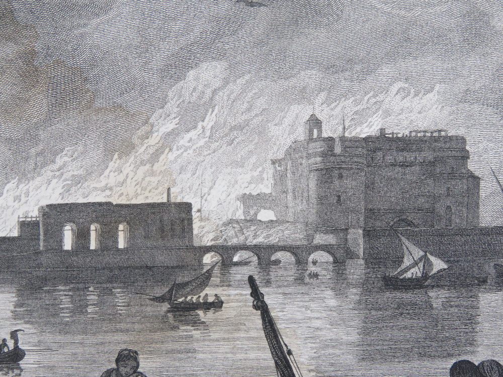 Anne Philiberte ( 1736-?) after Claude - Joseph Vernet (1714-1789), engraving, Fire of a Harbour, - Image 4 of 5