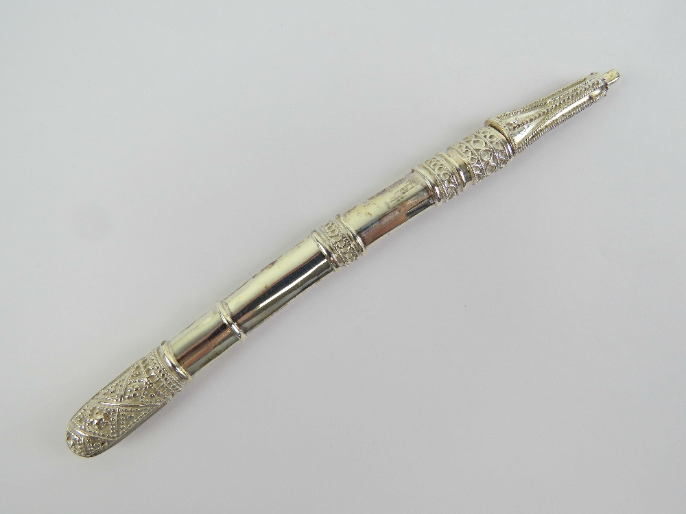 A miniature Osmani ceremonial sword having sterling silver blade, marked 925 with Arabic hallmarks, - Image 2 of 3