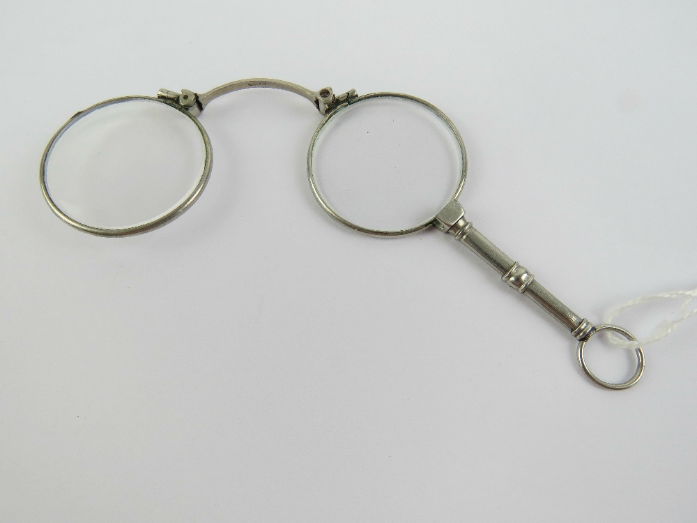 A pair of Art Deco folding lorgnette spectacles, having pendant loop to end, - Image 2 of 3