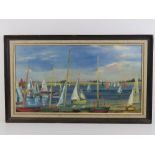 George Herbert Buckingham Holland (1901-1987), oil on canvas; sailing boats on Pittsford Water,