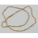 A vintage 15ct gold alternating link necklace, measuring 41.5cm in length and stamped 15ct, 5g.