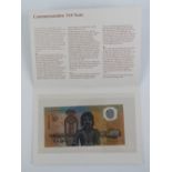 An Australian Bicentennial $10 commemorative banknote in folio.