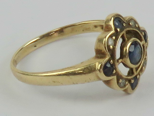 A 9ct gold sapphire and diamond ring, - Image 4 of 6