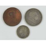 A George III 1817 half crown in F-VF condition, 13.8g. Together with a George IV 1825 shilling, 5.