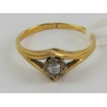 An 18ct gold diamond solitaire ring approx 0.1ct, stamped 18ct, size M, 2.5g.