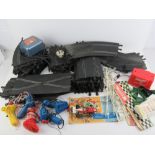 A large quantity of vintage Scalextric including transformer, track, racing car, etc.