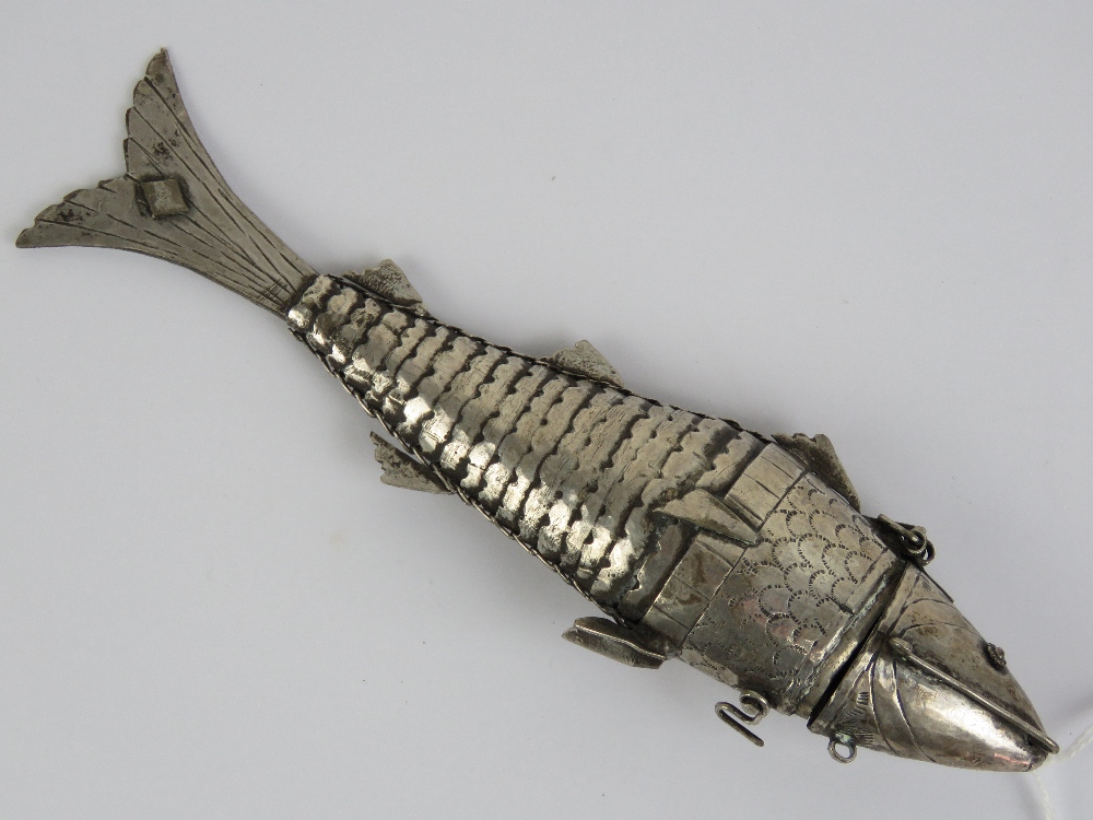 An Indian white metal articulated fish a - Image 4 of 4