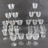 A quantity of Edwardian glassware being six small tumblers, six sherry glasses,