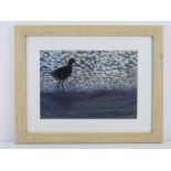 Brooke Griolle, 20th century Cornwall, pastel, a Curlew on the River Fowey,