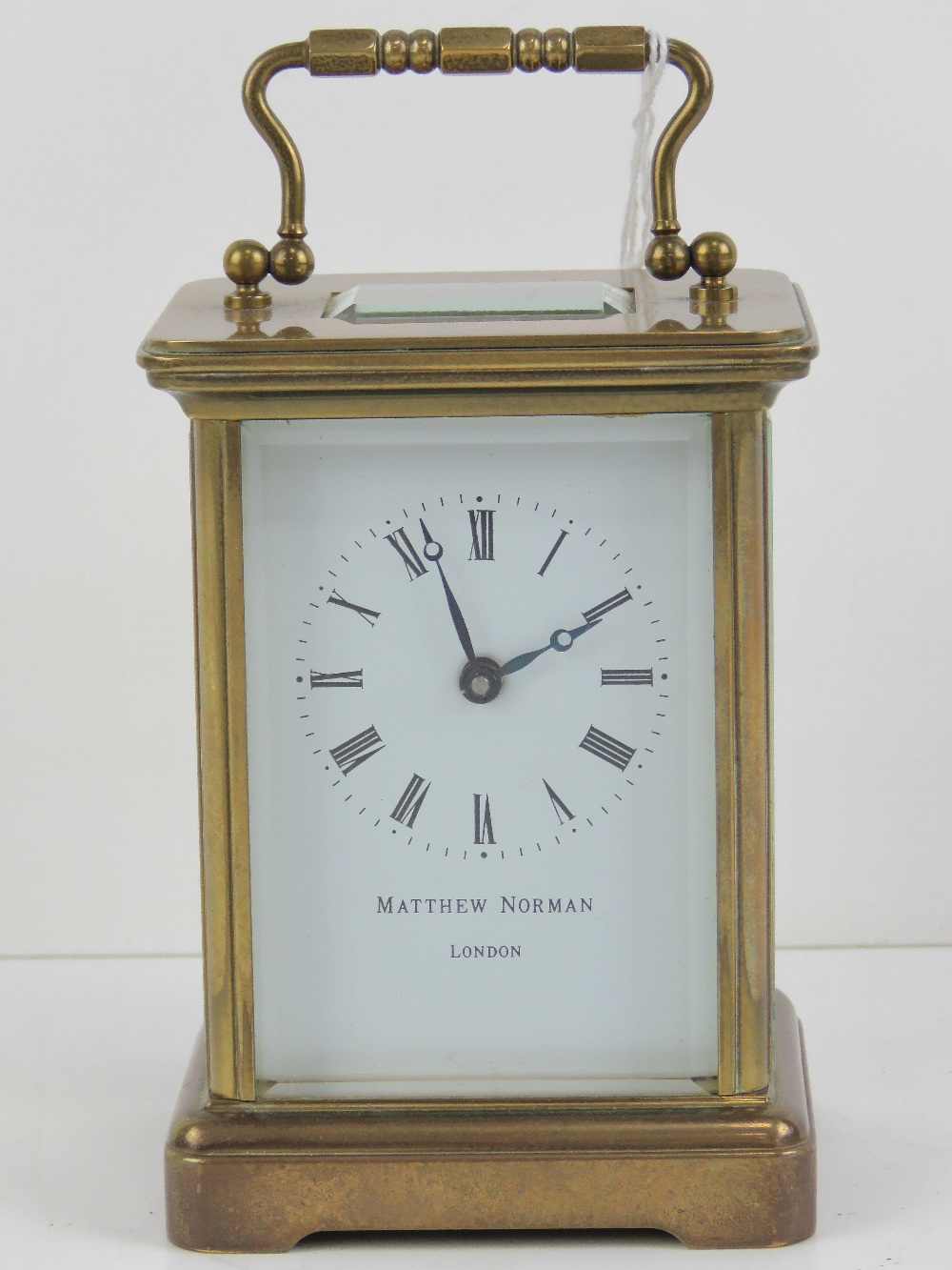 A Matthew Norman five glass brass carriage clock having swing handle over, with key. - Image 2 of 4