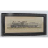 An original pencil heightened with ink sketch of a 4-4-0 type B4X Greyhound class superheated