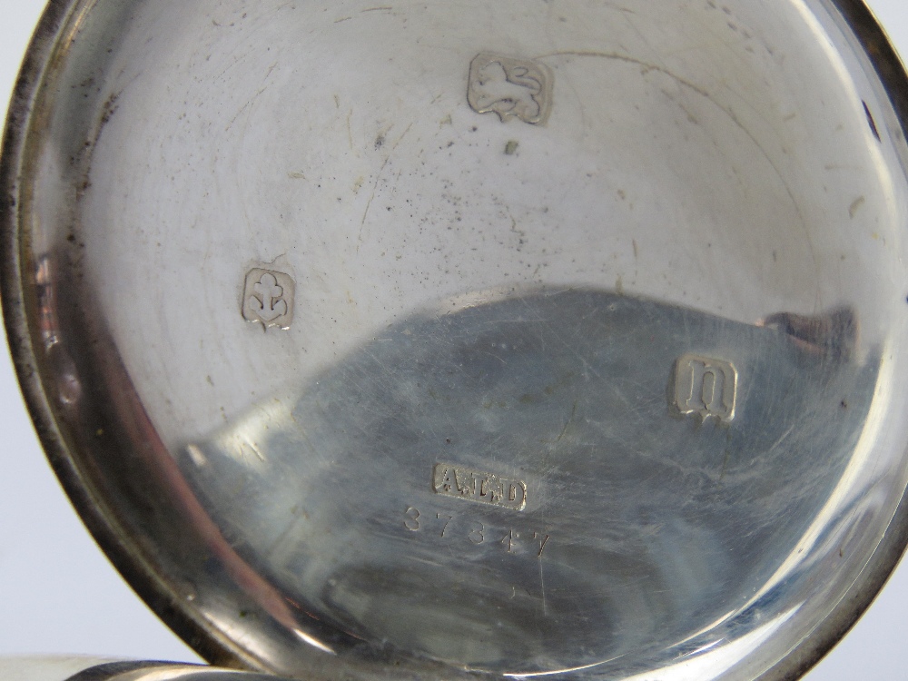 A HM silver top wind pocket watch having white enamel dial with blued steel hands and subsidiary - Image 4 of 6