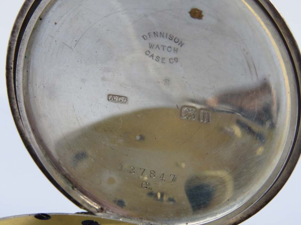 A HM silver top wind pocket watch having white enamel dial with blued steel hands and subsidiary - Image 5 of 6