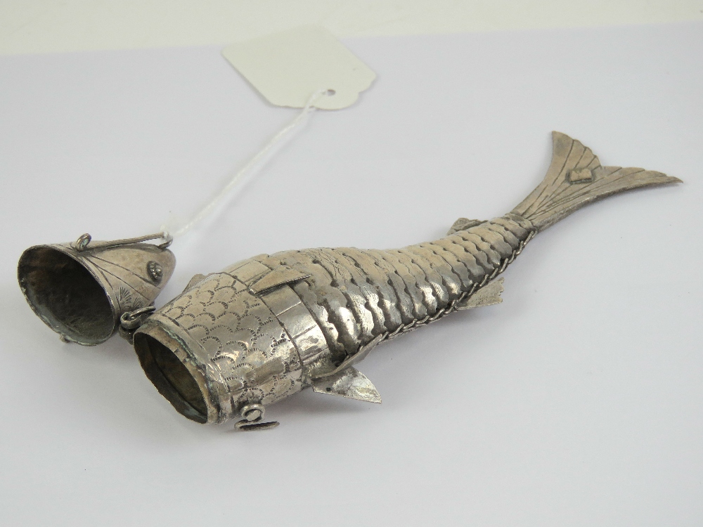 An Indian white metal articulated fish a - Image 2 of 4