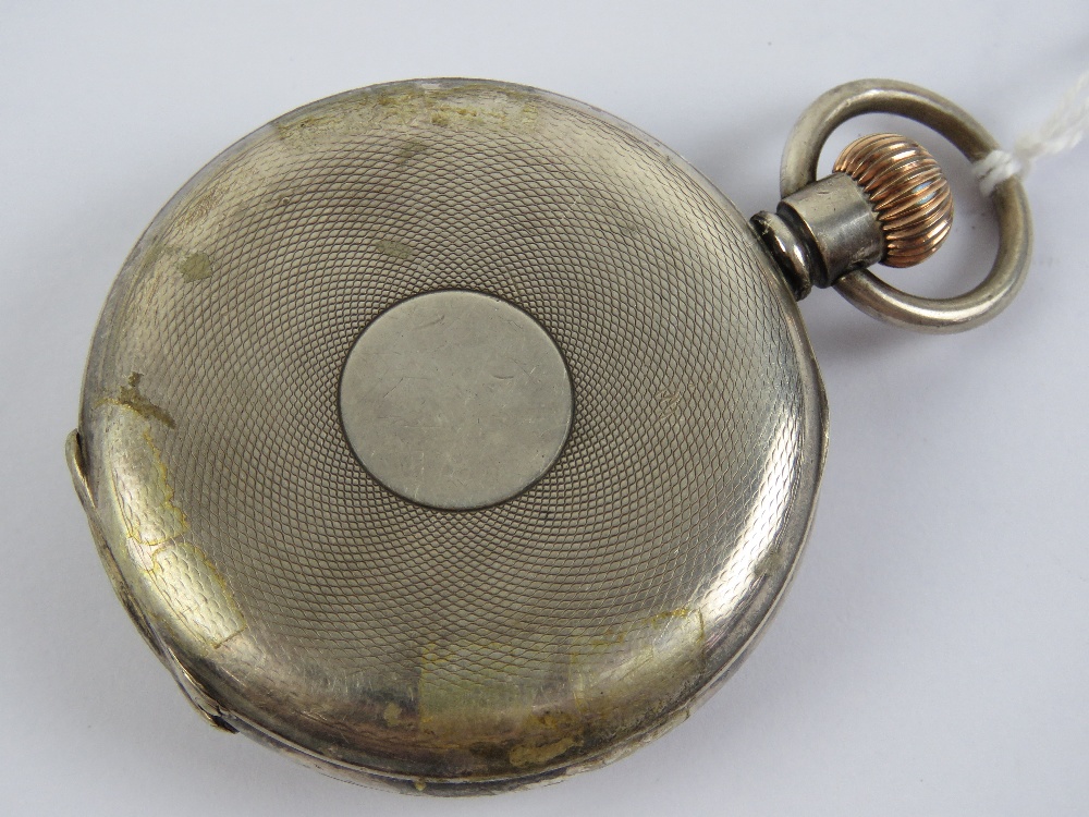 A HM silver top wind pocket watch having white enamel dial with blued steel hands and subsidiary - Image 2 of 6