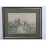 James Allen Shuffrey (1859-1939), watercolour, an unknown Cotswold village, signed lower left,