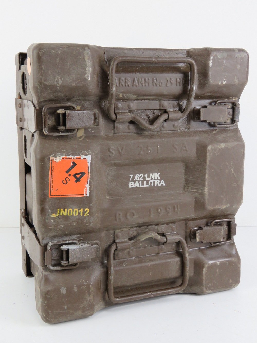 A British Military 7.62 ammo carrier with four ammo tins. - Image 3 of 4